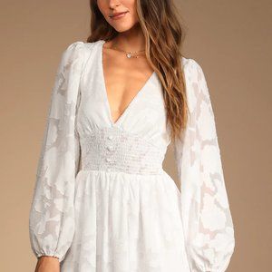 NWT Lulu's Tomorrow and Always White Burnout Floral Mini Dress